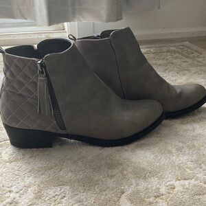 Gray Quilted Ankle Boots